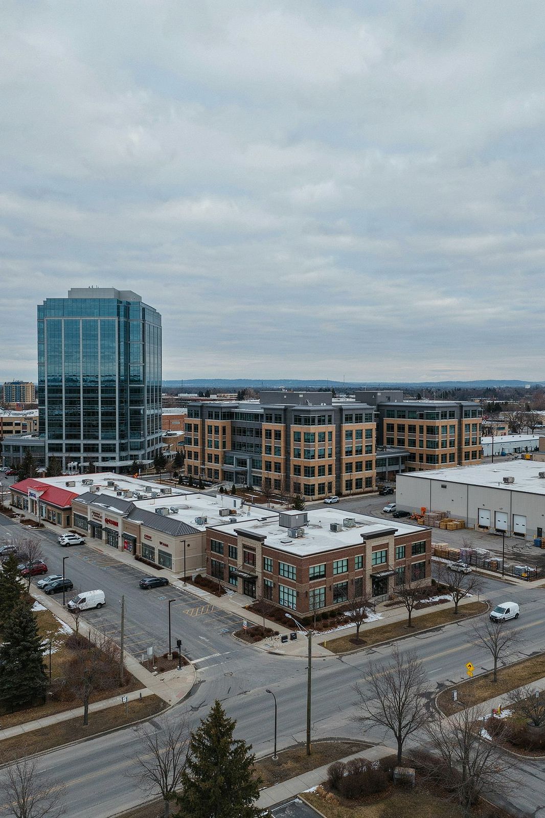 Mixed office, retail, and industrial commercial district in Canada